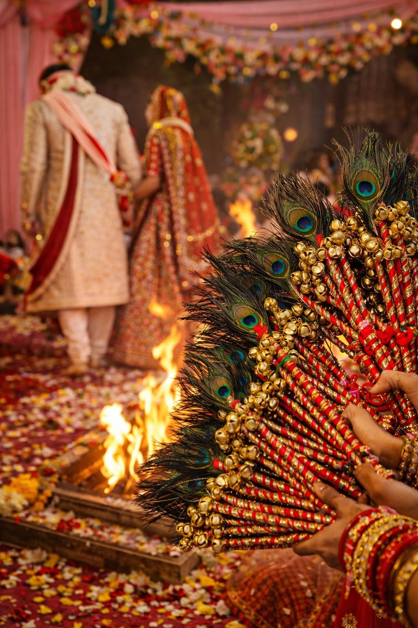 Handmade Wooden Phera Sticks for Indian Wedding Ceremonies - Chaukhat Hampers