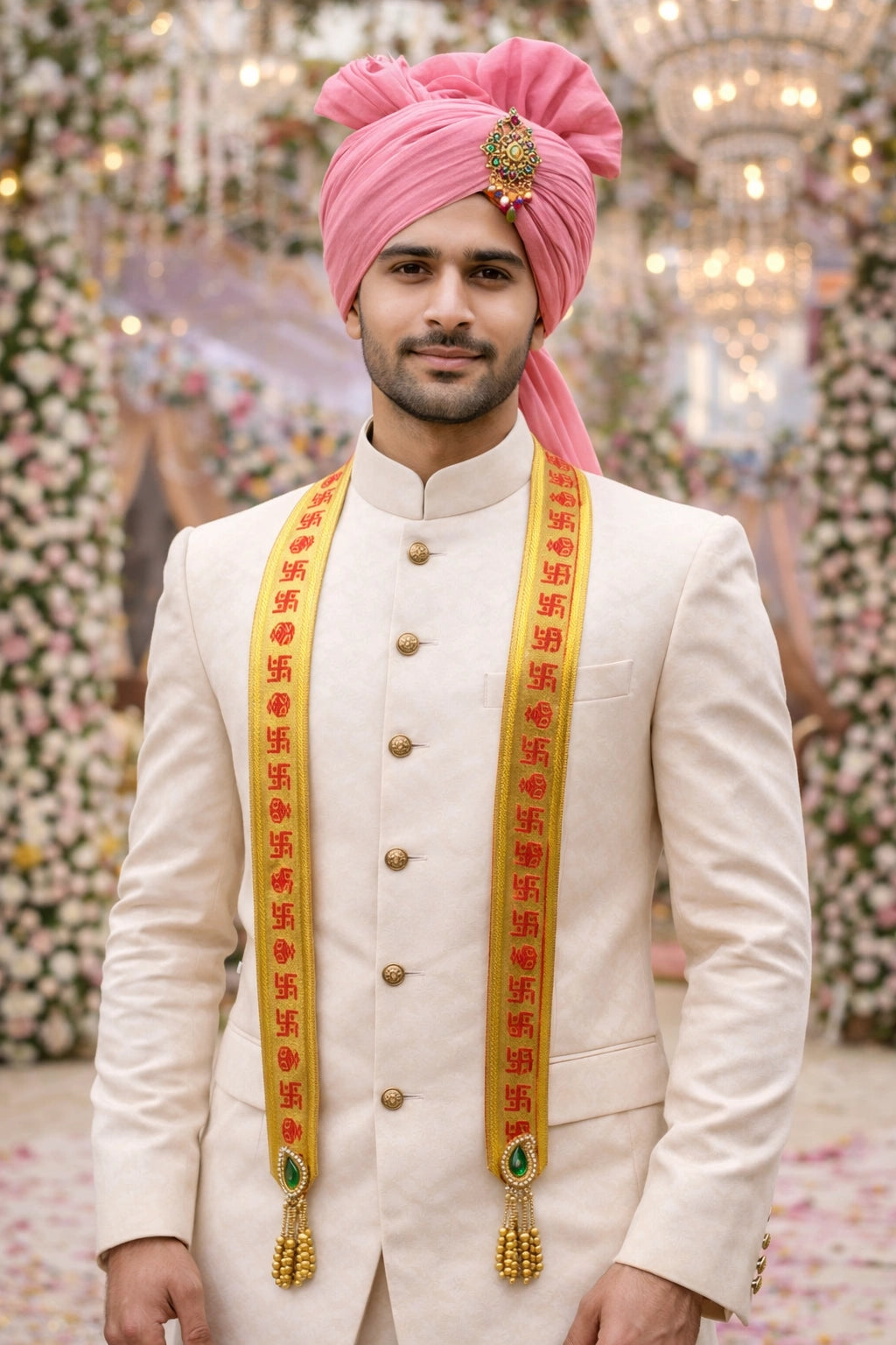 Traditional Swagat Patka for Groom Welcome