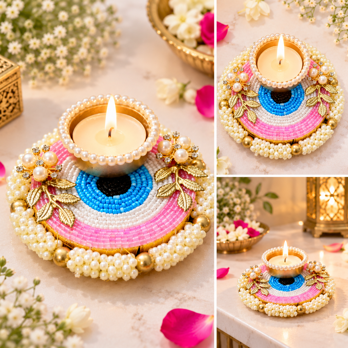 Evil Eye Decorative Tea Light Candle Holder for Diwali, Pooja Room, Home Decor & Festive Gifting