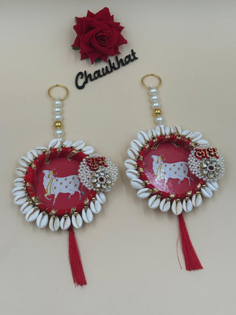 Codi and Pichwai design Shubh Labh pair for home entrance and pooja room decor