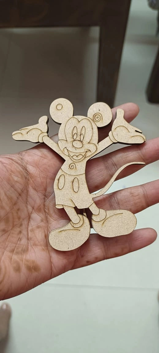 Cute cartoon mouse MDF cutout 4 inch for kids DIY art and painting projects
