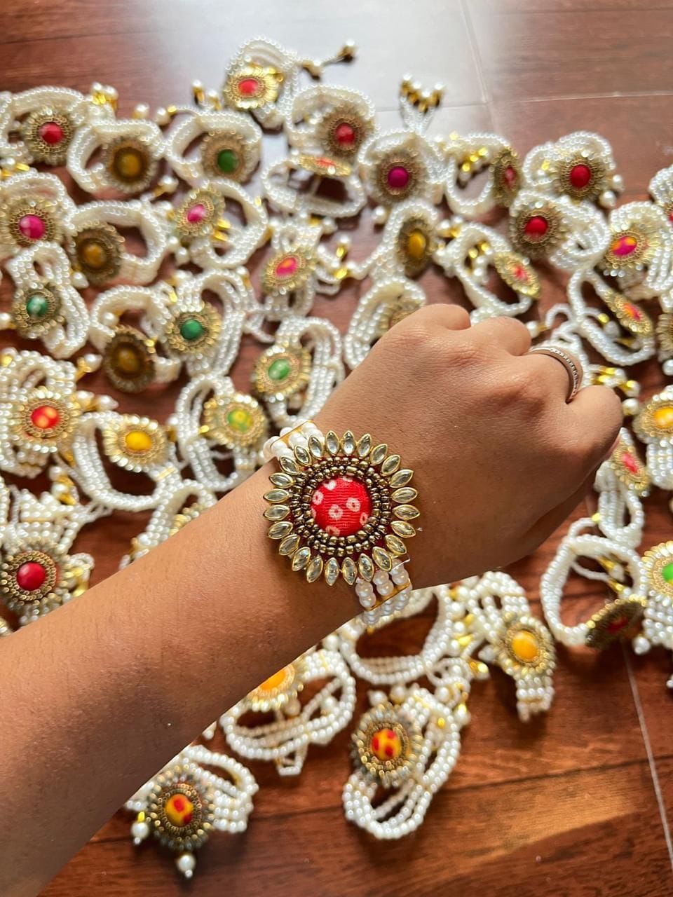 Premium pearl kundan bracelet with elegant traditional design for weddings and celebrations