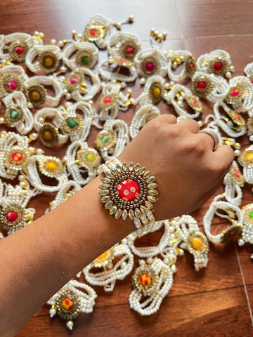 Premium pearl kundan bracelet with elegant traditional design for weddings and celebrations