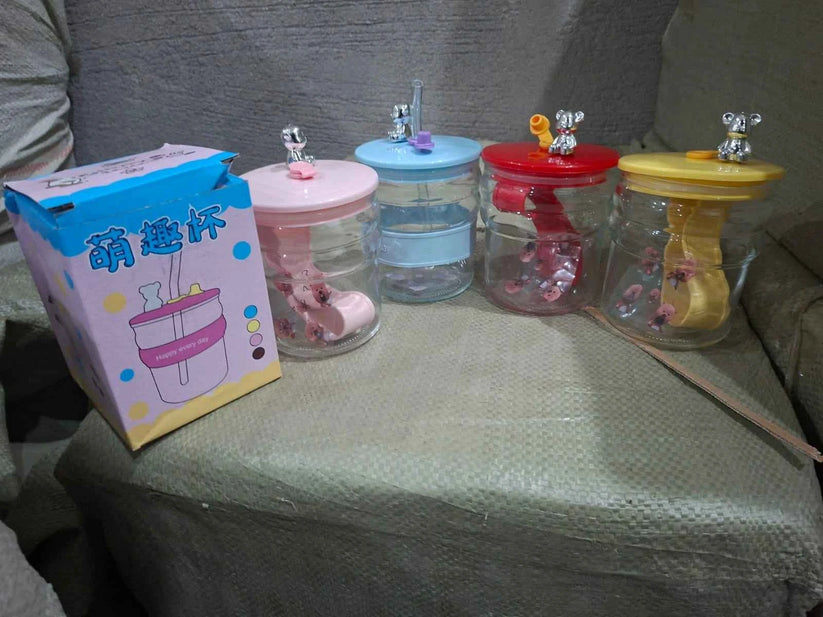Kids Glass Juice Sipper Bottle for School, Picnic and Daily Use
