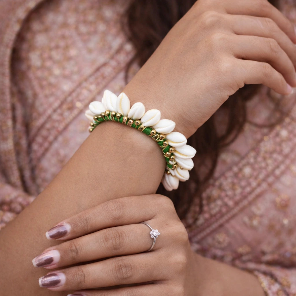Latest shell and kodi design kangan handcrafted ethnic bangles for women