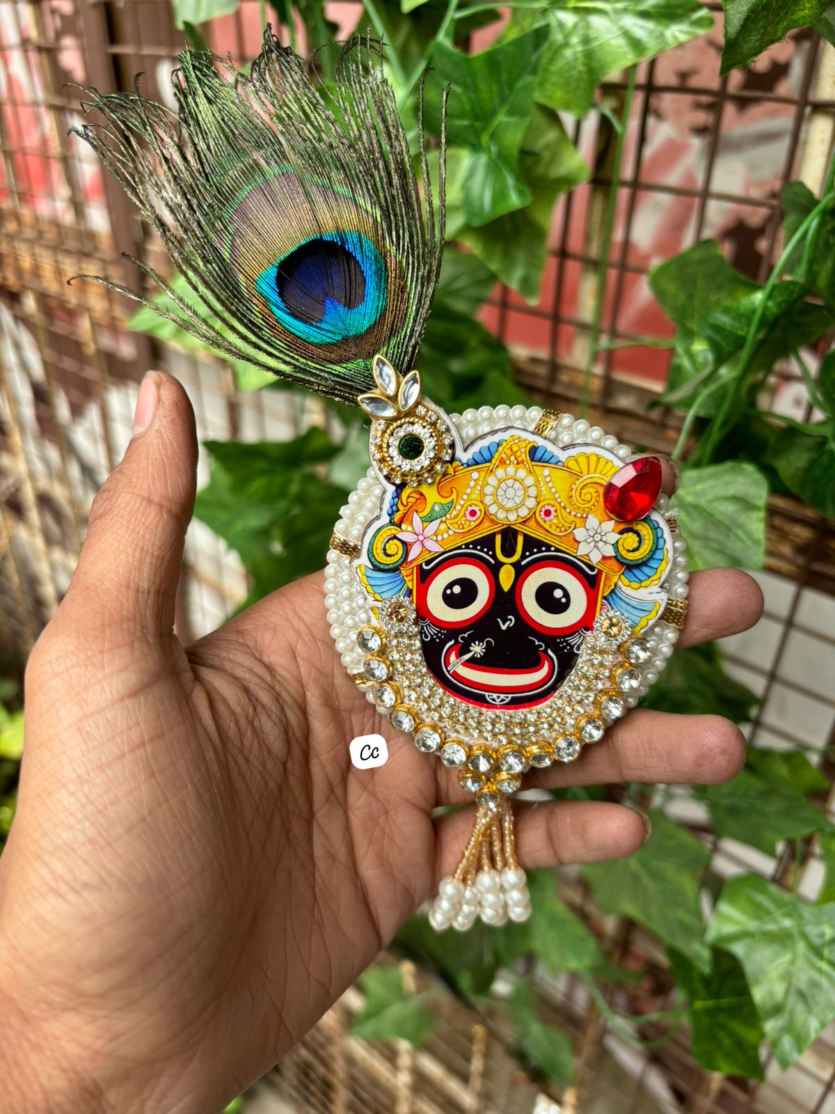 Designer Lord Jagannath Brooch with Pearl and Stone Embellishment