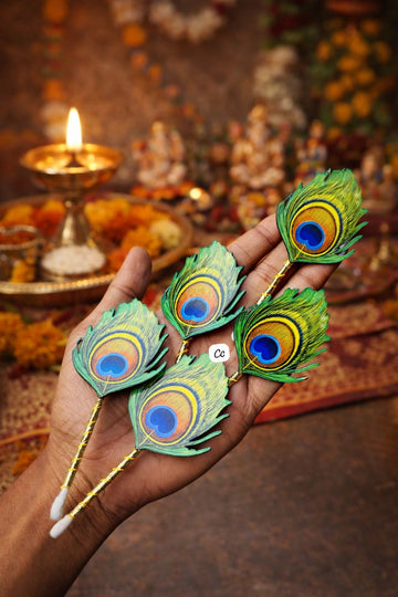 Mor Pankh Tilak Applicator used for Krishna Pooja and festive rituals