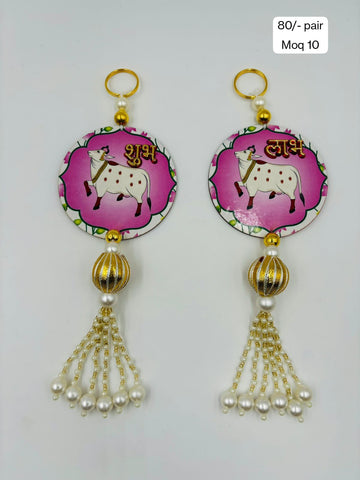 Pichwai design Shubh Labh pair for home entrance and mandir wall décor