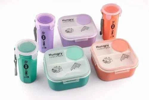 Durable Plastic Bottle Tiffin Combo Set for School and Office Use