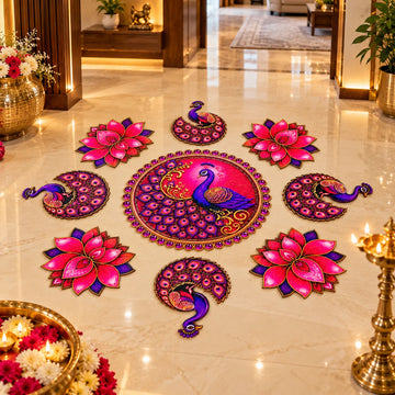Peacock and lotus ready made rangoli for Diwali decoration