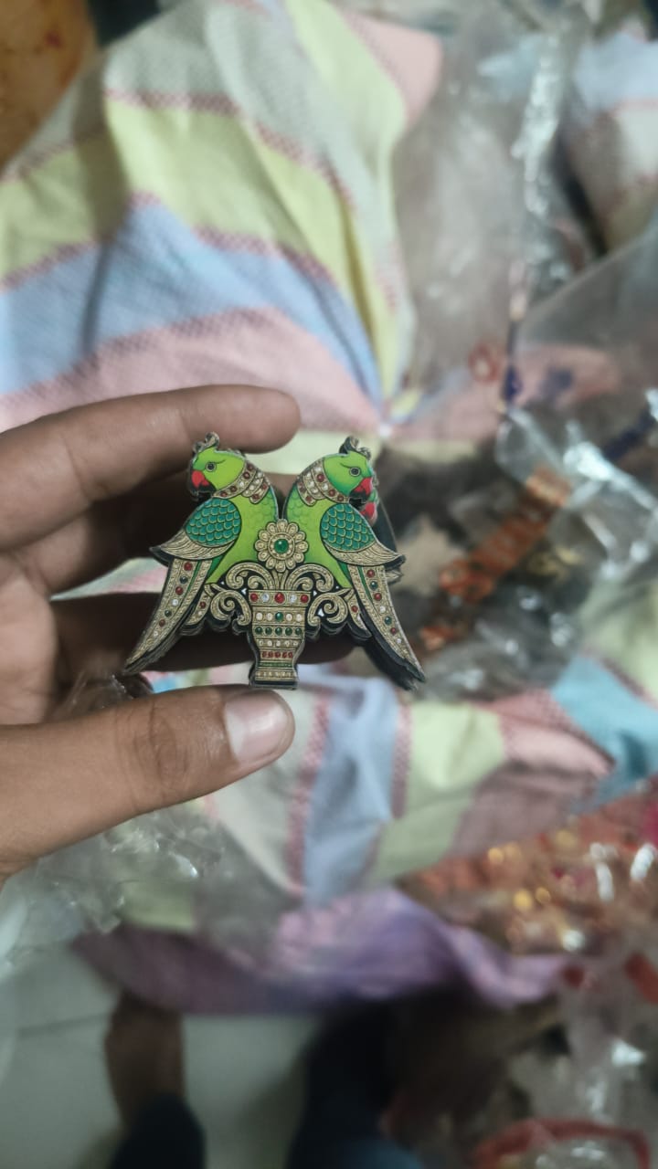 Traditional parrot pair love birds design haldi kumkum set for wedding and pooja ceremonies